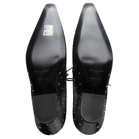 Saint Laurent Satin Crystal Lace Up Ankle Boots - Size 9.5 / 39.5 - Picture 5 of 5